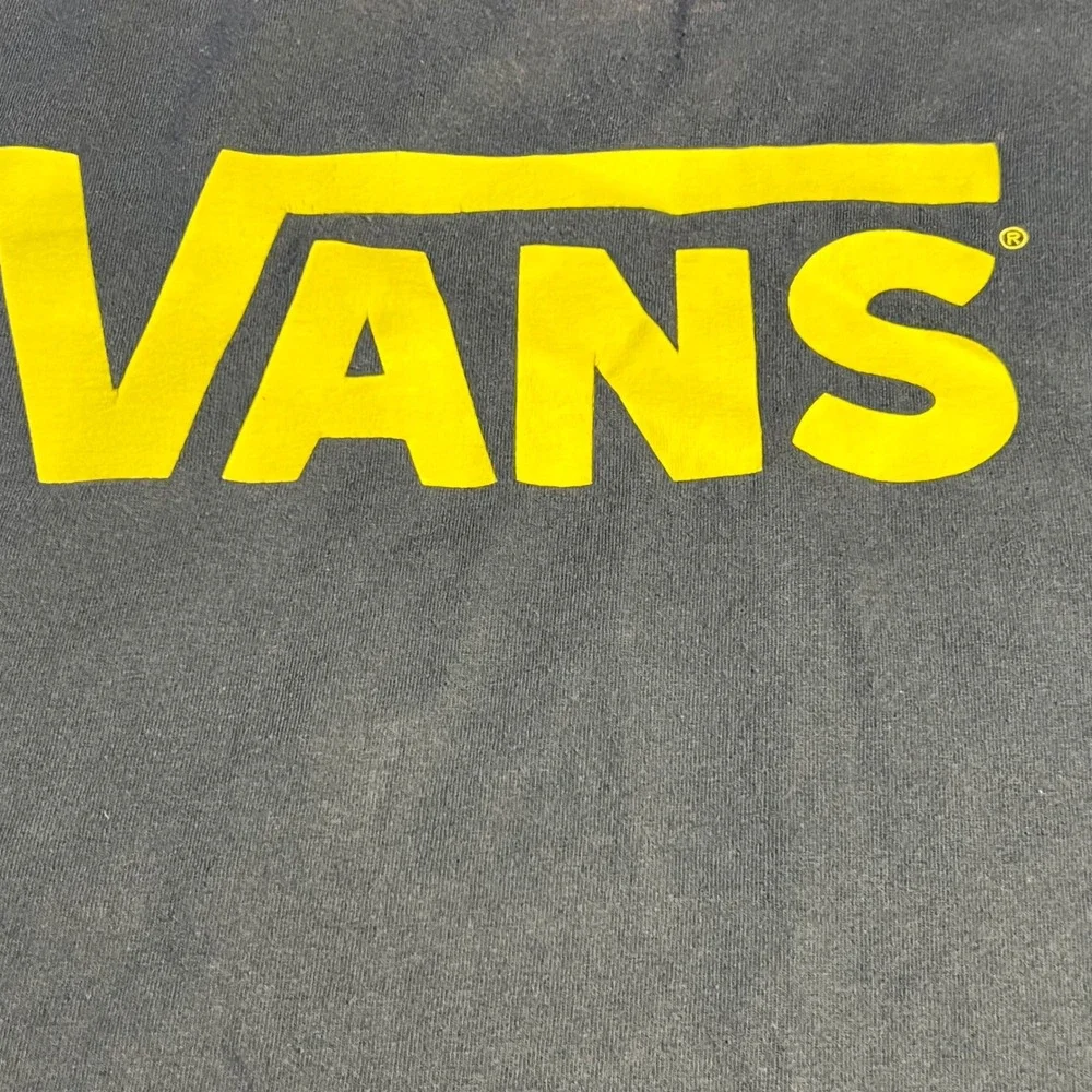 Vans Medium T-Shirt Navy Blue Yellow Logo Graphic Short Sleeve Tee Skater Grunge
